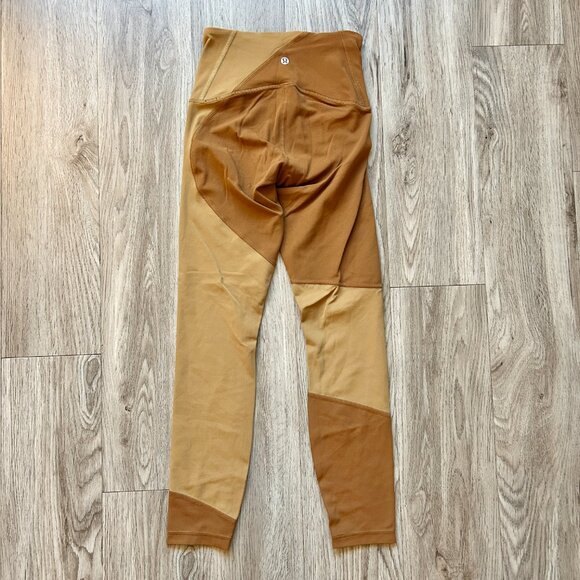 Lululemon Nulu Colour Block High-Rise Tight 25" Copper Brown/Bold Beige Size 2 - Picture 3 of 8